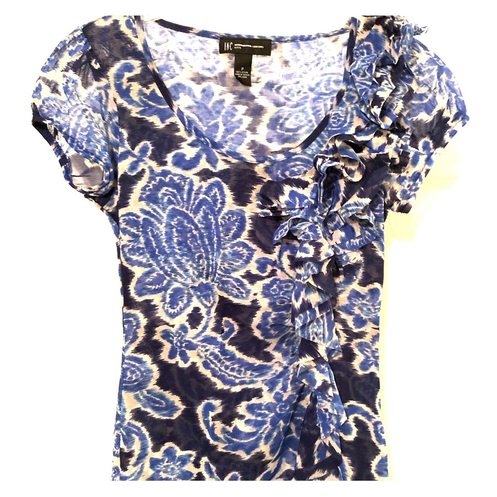 INC flower ruffle blouse